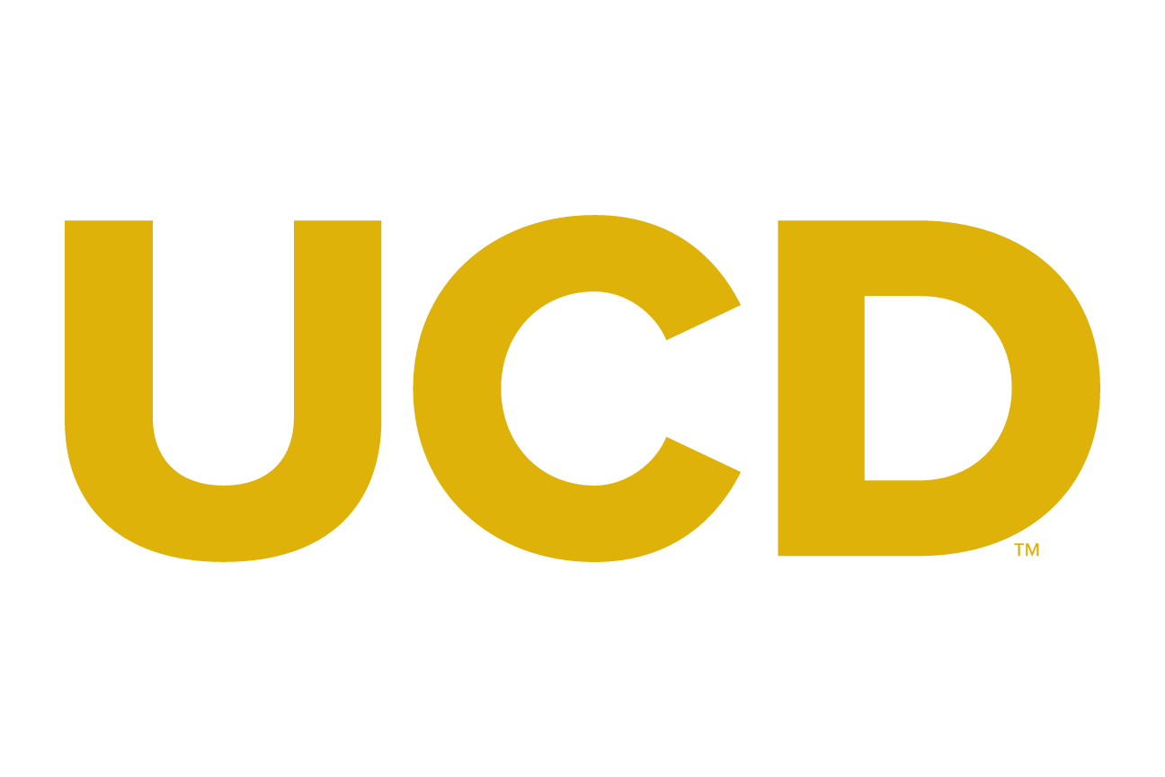 UCD lettermark, gold on white variant, cell 16