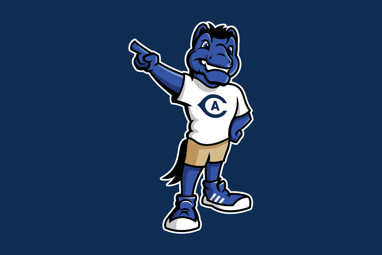 mascot, pointing right on navy variant, cell 57