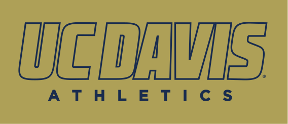 UC DAVIS ATHLETICS wordmark, gold outline on gold variant, cell 45