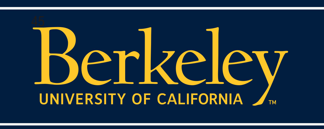 Berkeley University of California logo, gold on blue variant, cell 45