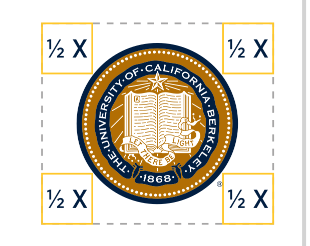 University of California Berkeley seal, blue/gold with clear space variant, cell 50