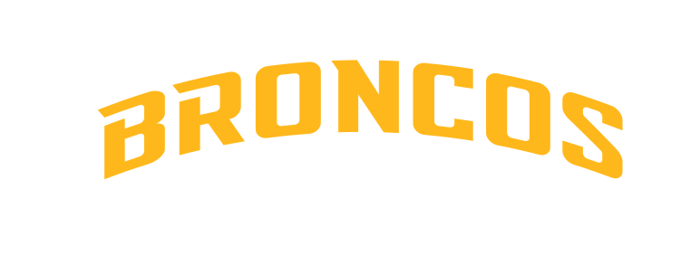 Broncos wordmark, arched gold variant, cell 25