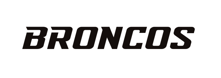 Broncos wordmark, slanted black variant, cell 35