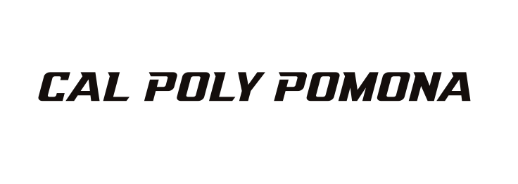 Cal Poly Pomona wordmark, slanted black variant, cell 59