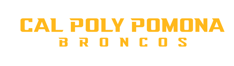 CAL POLY POMONA BRONCOS wordmark, horizontal gold variant, cell 67