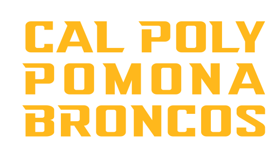 CAL POLY POMONA BRONCOS wordmark, stacked large BRONCOS gold variant, cell 79