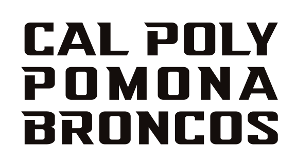 CAL POLY POMONA BRONCOS wordmark, stacked large BRONCOS black variant, cell 83