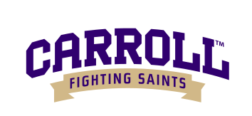 Carroll Fighting Saints wordmark, purple/gold variant, cell 19