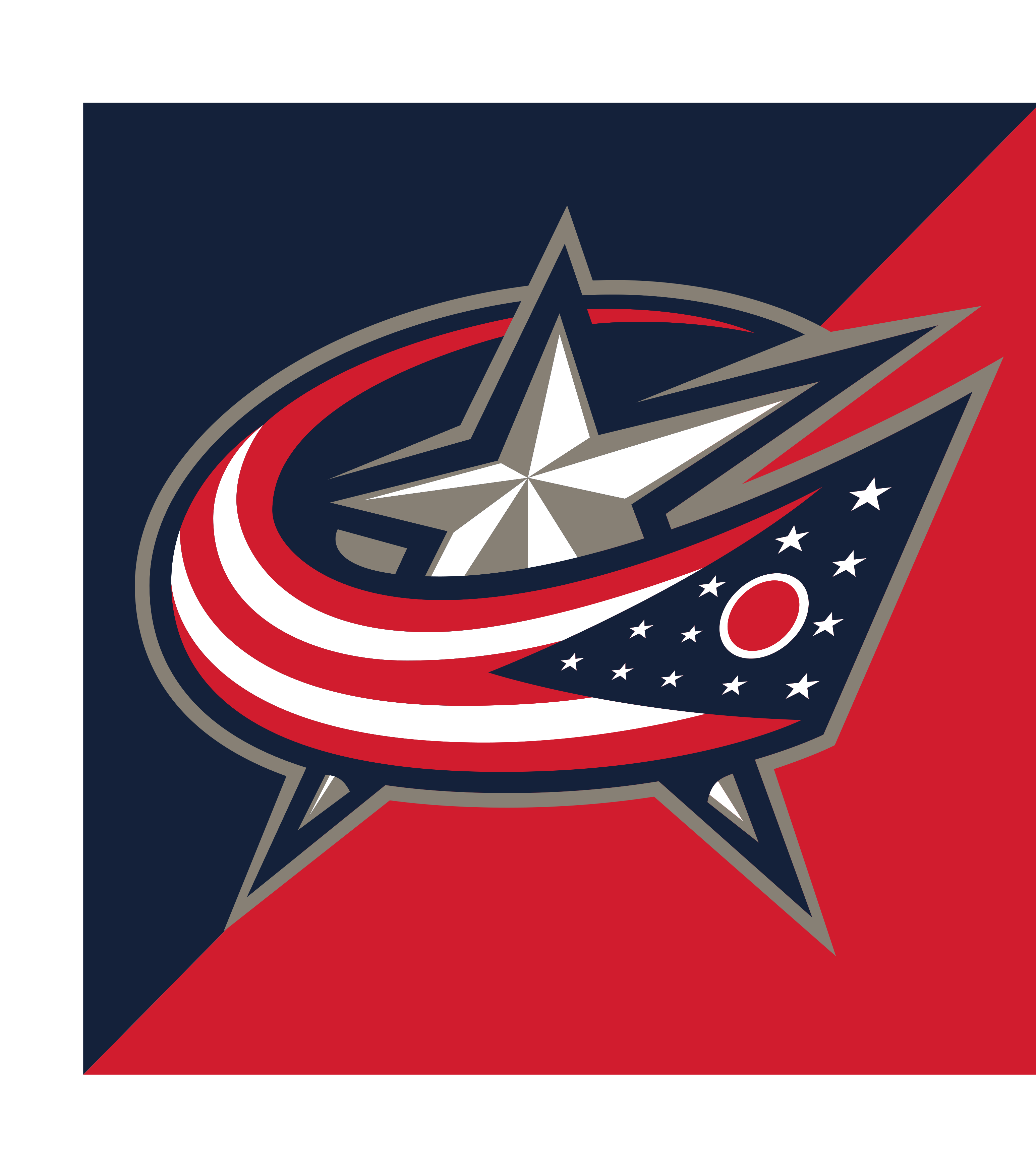 Columbus Blue Jackets primary logo, full color without registered trademark on split background variant