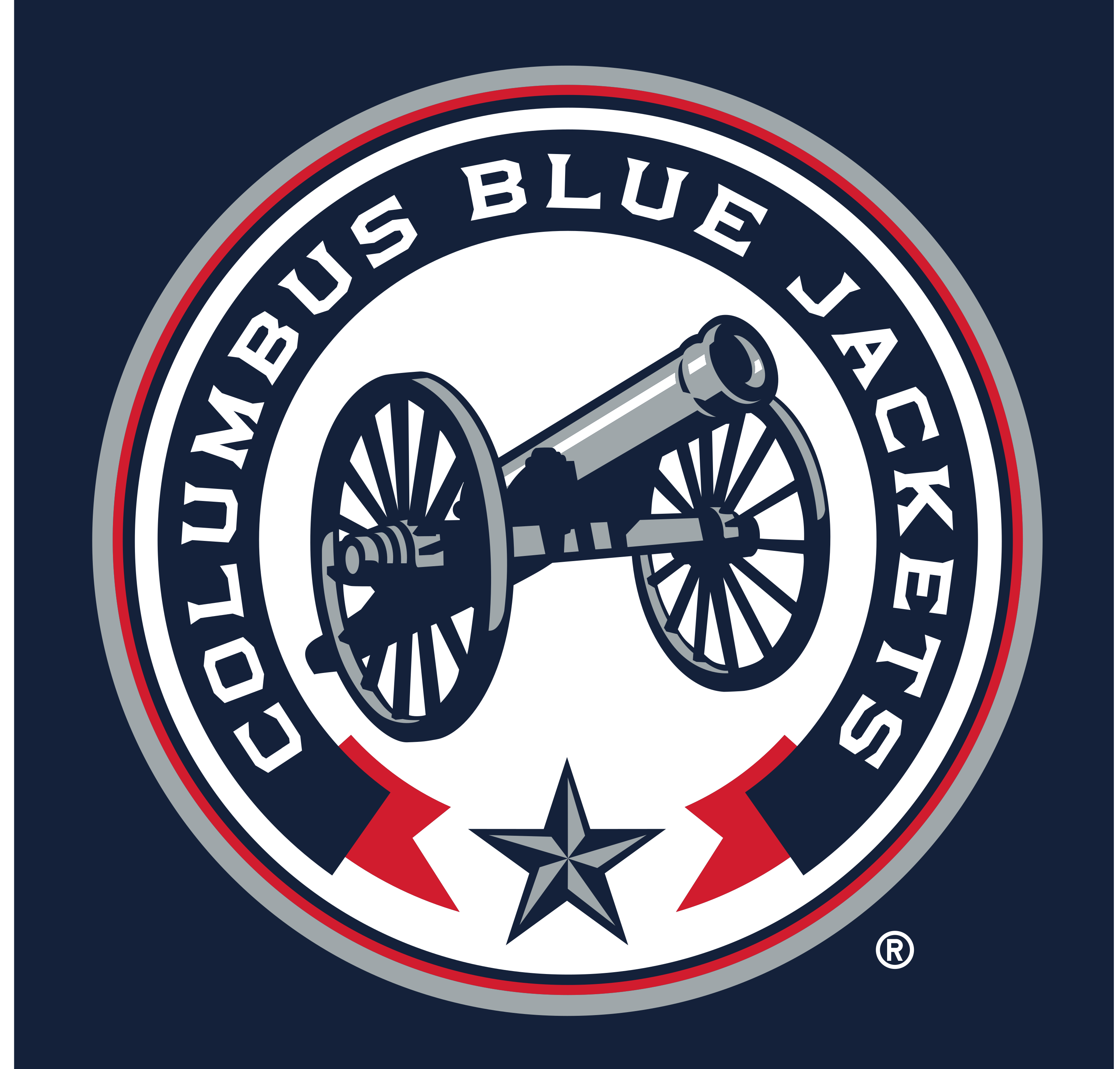 Columbus Blue Jackets tertiary logo, full color with R variant