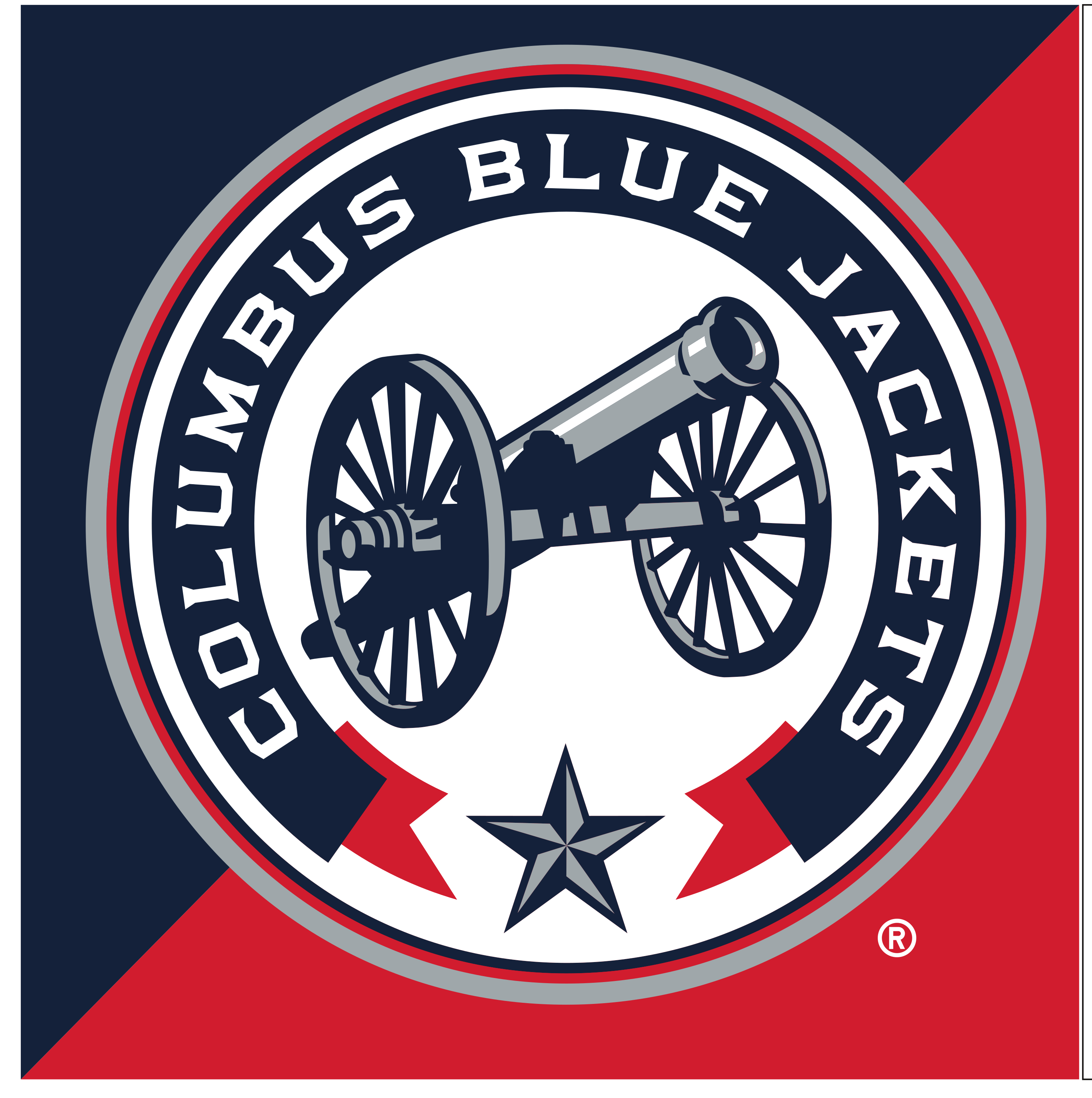 Columbus Blue Jackets tertiary logo, full color on red variant
