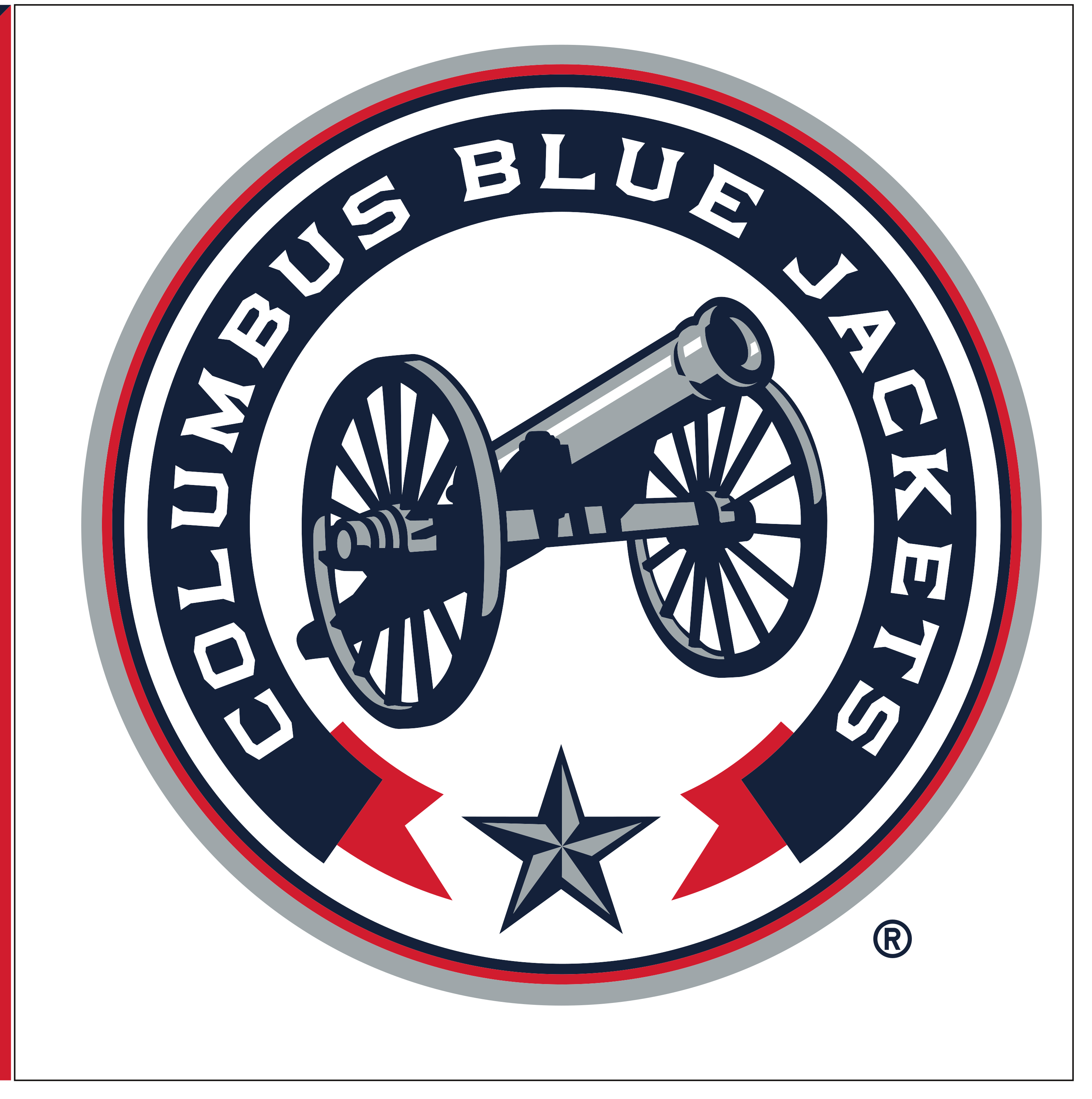 Columbus Blue Jackets tertiary logo, full color on white variant
