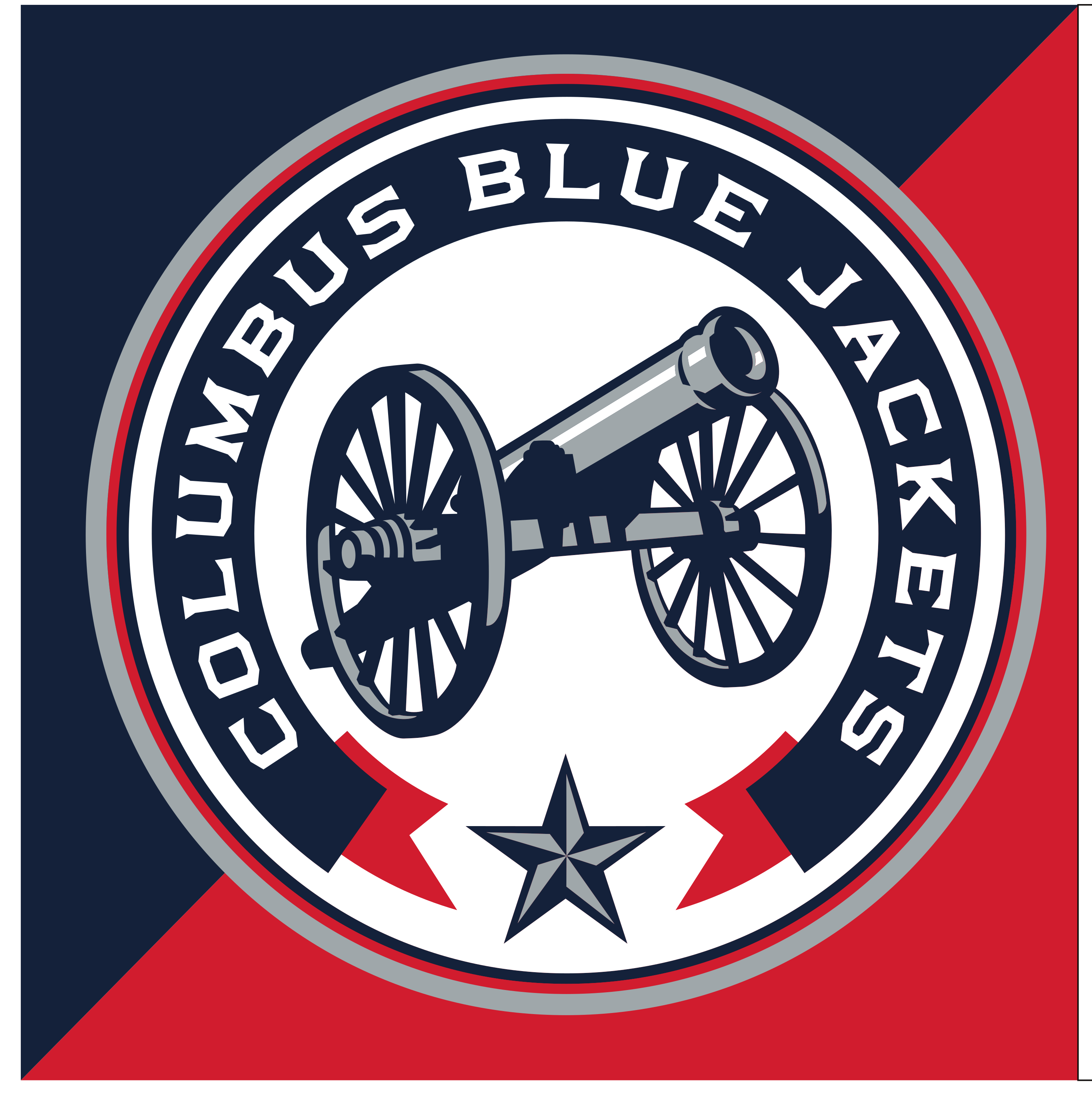 Columbus Blue Jackets tertiary logo, full color on red variant