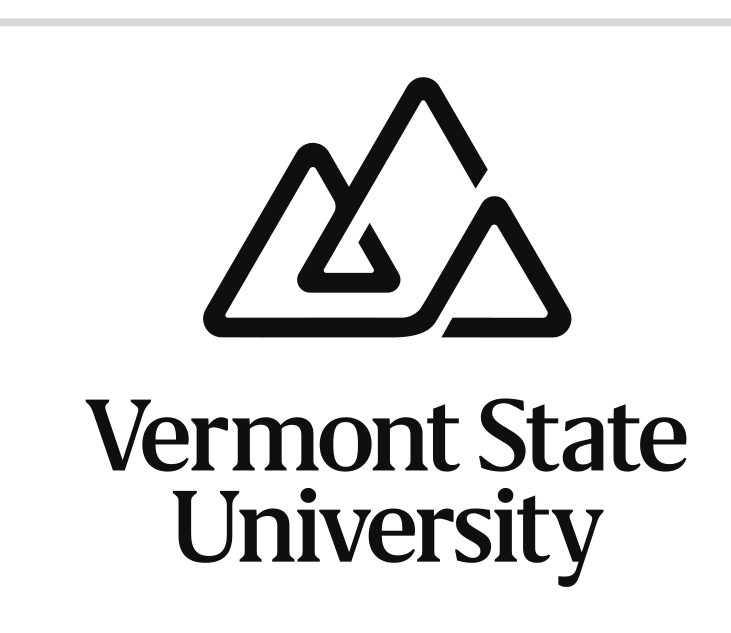 Vermont State University logo, stacked black variant, cell 11