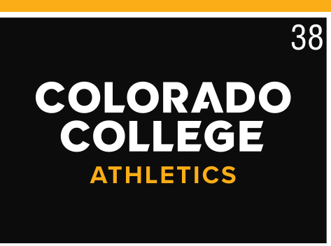 Colorado College Athletics, white/gold wordmark on black variant, cell 38