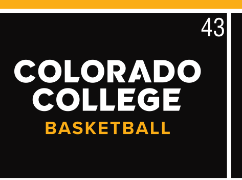Colorado College Basketball, white/gold wordmark on black variant, cell 43