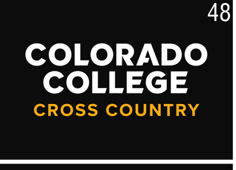 Colorado College Cross Country, white/gold wordmark on black variant, cell 48