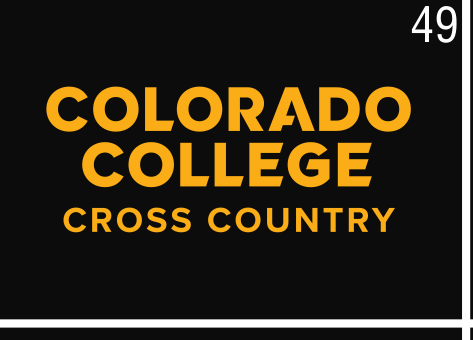 Colorado College Cross Country, gold wordmark on black variant, cell 49