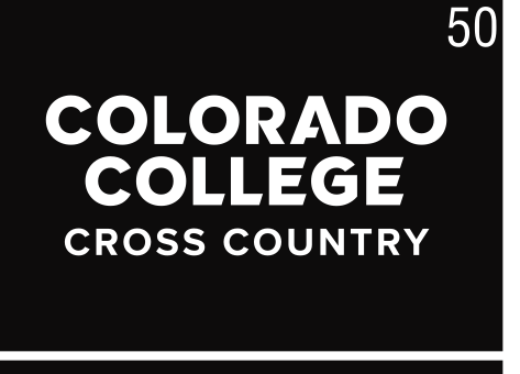 Colorado College Cross Country, white wordmark on black variant, cell 50
