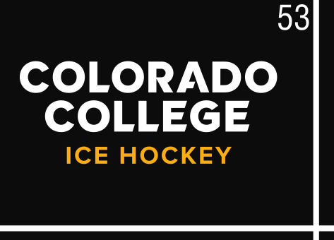 Colorado College Ice Hockey, white/gold wordmark on black variant, cell 53