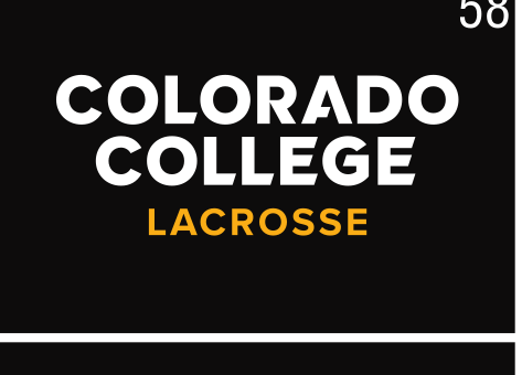 Colorado College Lacrosse, white/gold wordmark on black variant, cell 58