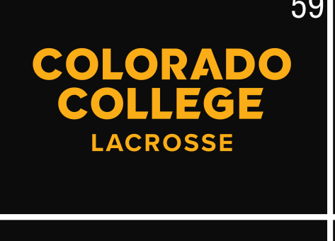 Colorado College Lacrosse, gold wordmark on black variant, cell 59