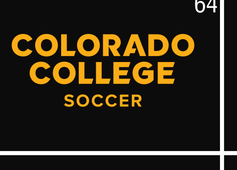 Colorado College Soccer, gold wordmark on black variant, cell 64