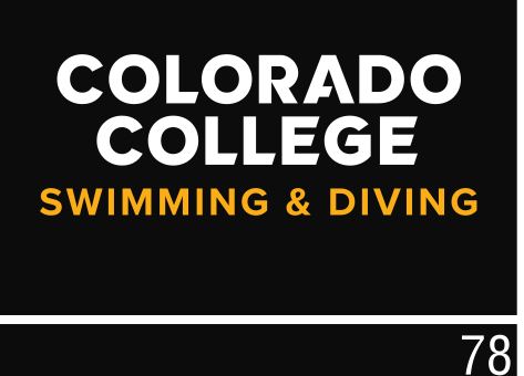 Colorado College Swimming & Diving, white/gold wordmark on black variant, cell 68