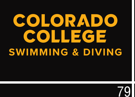 Colorado College Swimming & Diving, gold wordmark on black variant, cell 69