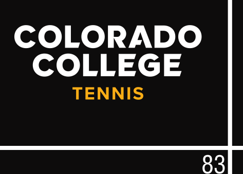 Colorado College Tennis, white/gold wordmark on black variant, cell 73