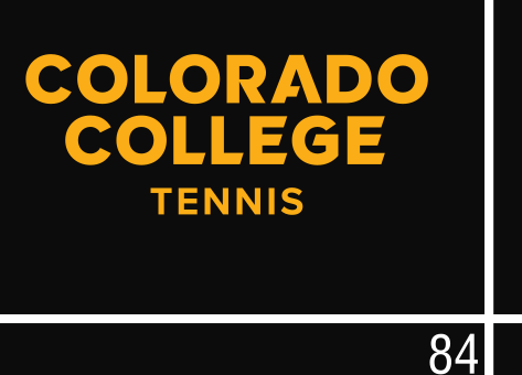 Colorado College Tennis, gold wordmark on black variant, cell 74