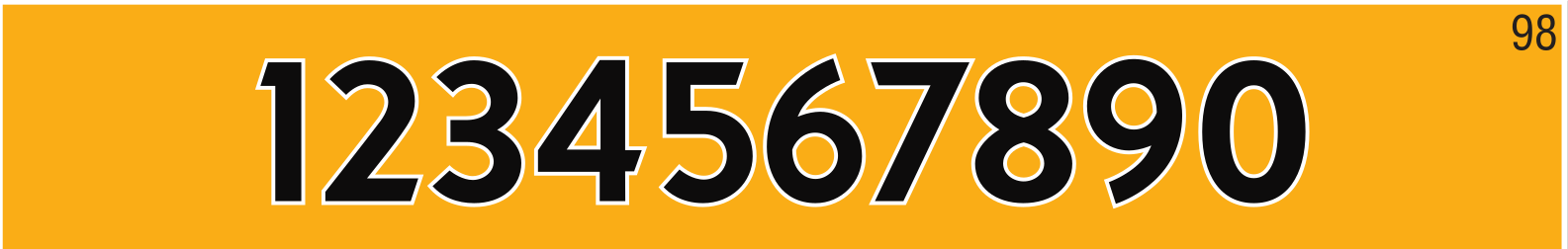 Numbers, black on gold variant, cell 88
