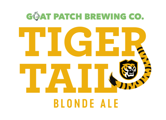 Tiger Tail Blonde Ale logo, brewery name lockup, color variant, cell 133
