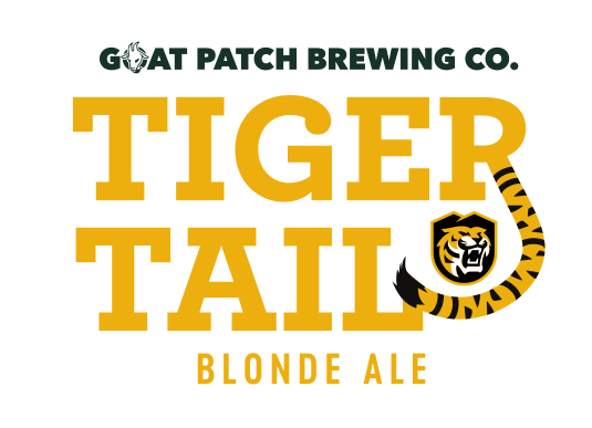 Tiger Tail Blonde Ale logo, brewery name lockup, color, alternate layout variant, cell 136