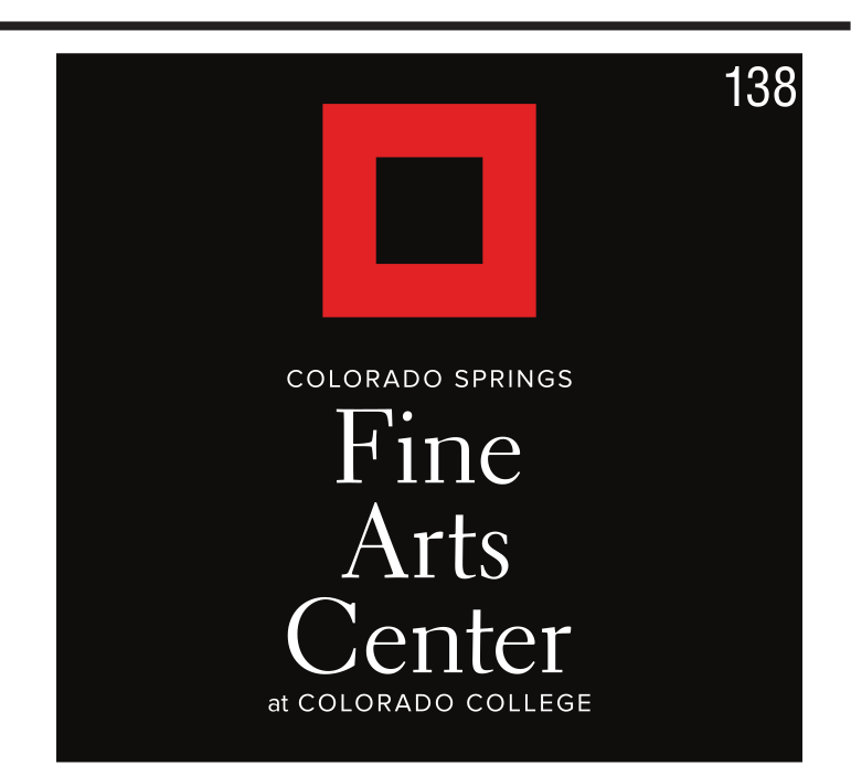 Fine Arts Center logo, full vertical, color on black variant, cell 138