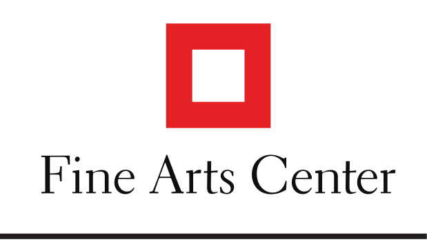 Fine Arts Center logo, simplified stacked small, color on white variant, cell 147