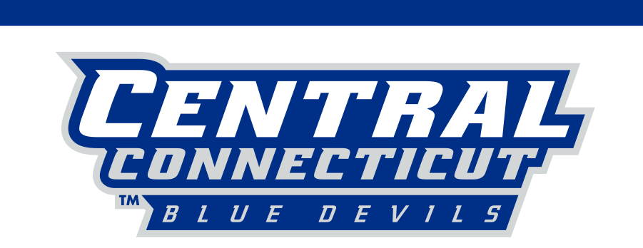 Central Connecticut Blue Devils wordmark, stacked wordmark, color on white variant, cell 5
