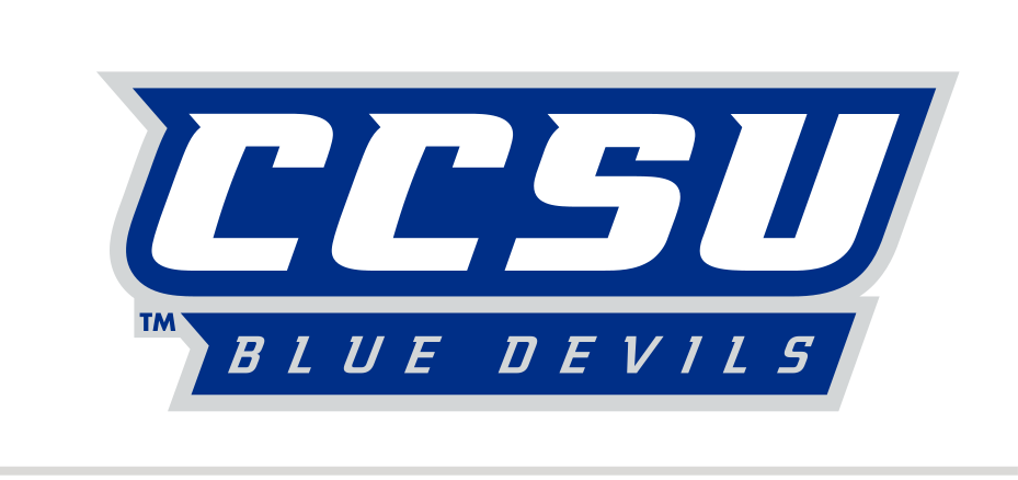 CCSU Blue Devils wordmark, blue with grey outline variant, cell 21