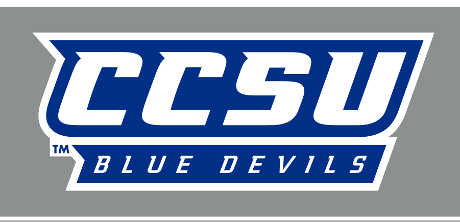 CCSU Blue Devils wordmark, blue on grey variant, cell 23