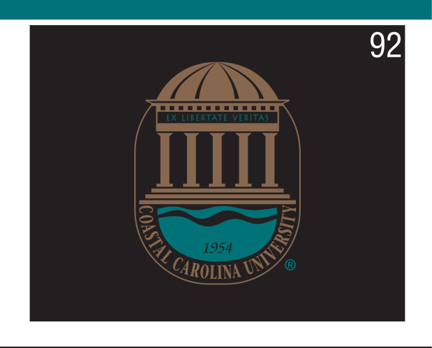 Coastal Carolina University seal, full color on dark variant, cell 92