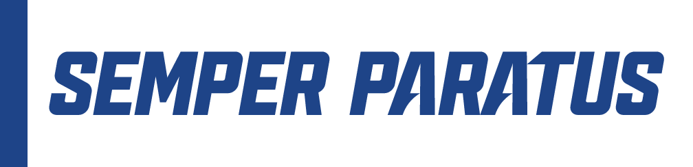 SEMPER PARATUS wordmark, blue variant, cell 16