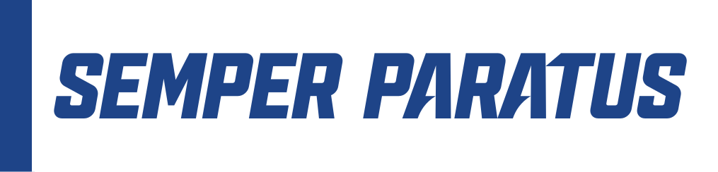 SEMPER PARATUS wordmark, blue variant, cell 16