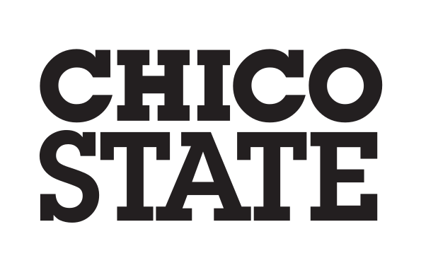 Chico State horizontal wordmark, black on white background variant, cell 81