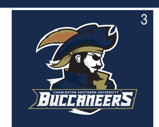 Buccaneers mascot head with wordmark, full color on navy variant, cell 3