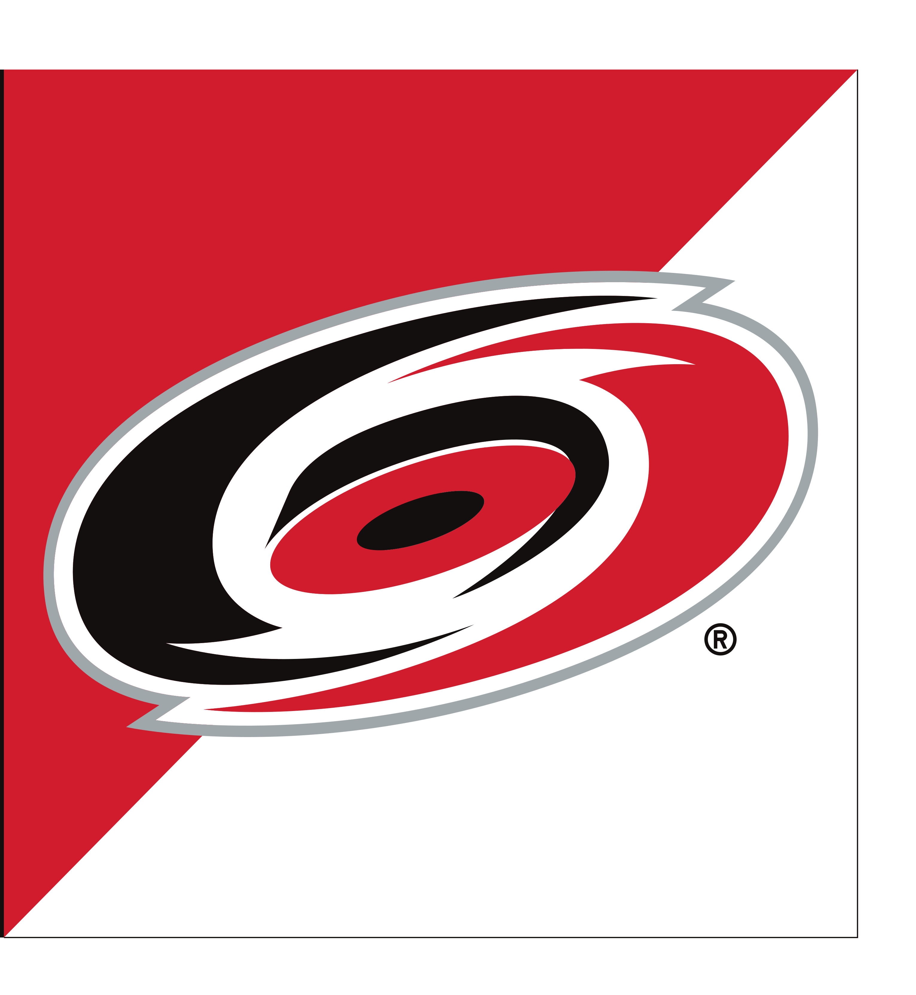 Carolina Hurricanes primary logo, full color on white/red, with R variant