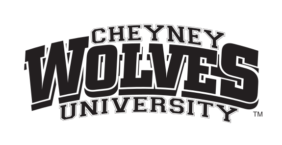 Cheyney Wolves University wordmark, black on white variant, cell 9
