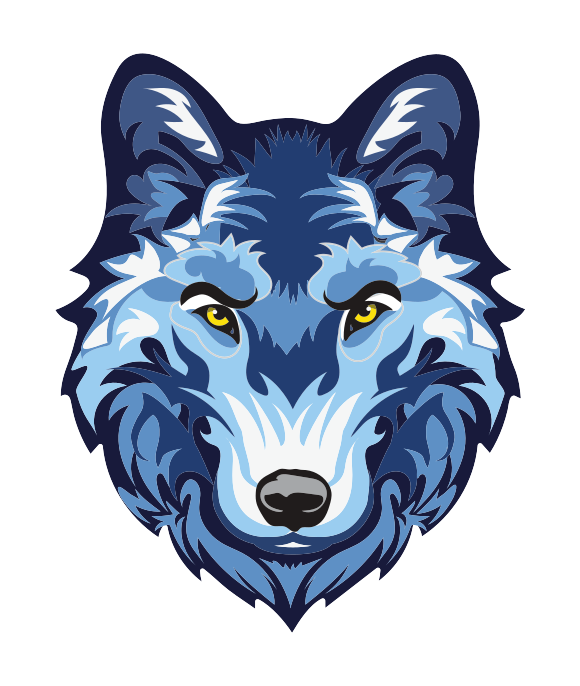 wolf head mascot, color on white variant, cell 16