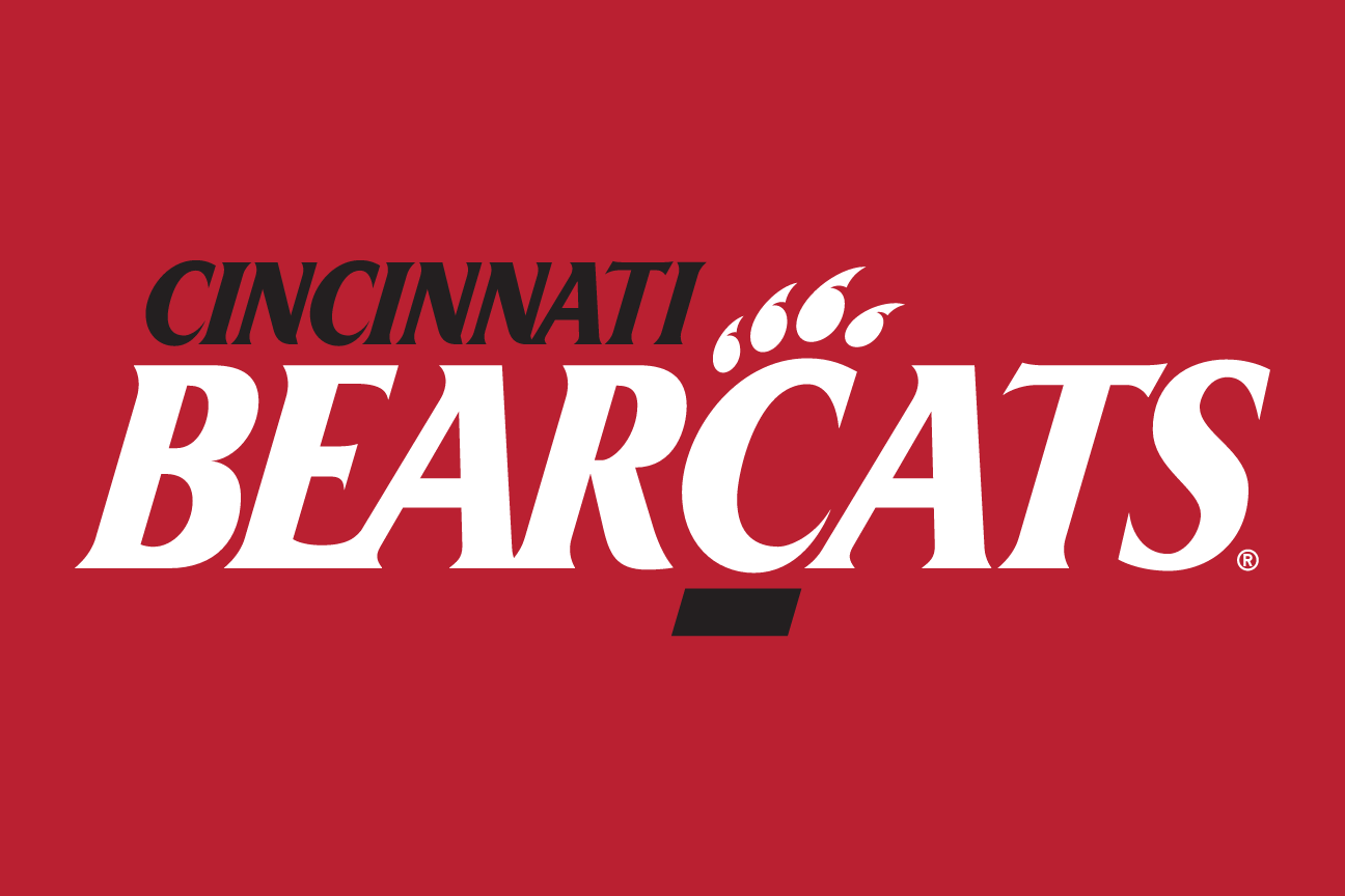 Cincinnati Bearcats wordmark, white/red on red variant, cell 11