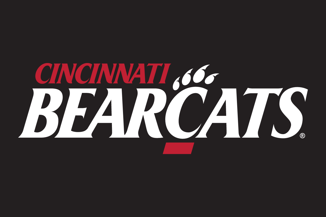 Cincinnati Bearcats wordmark, white/red on black variant, cell 15
