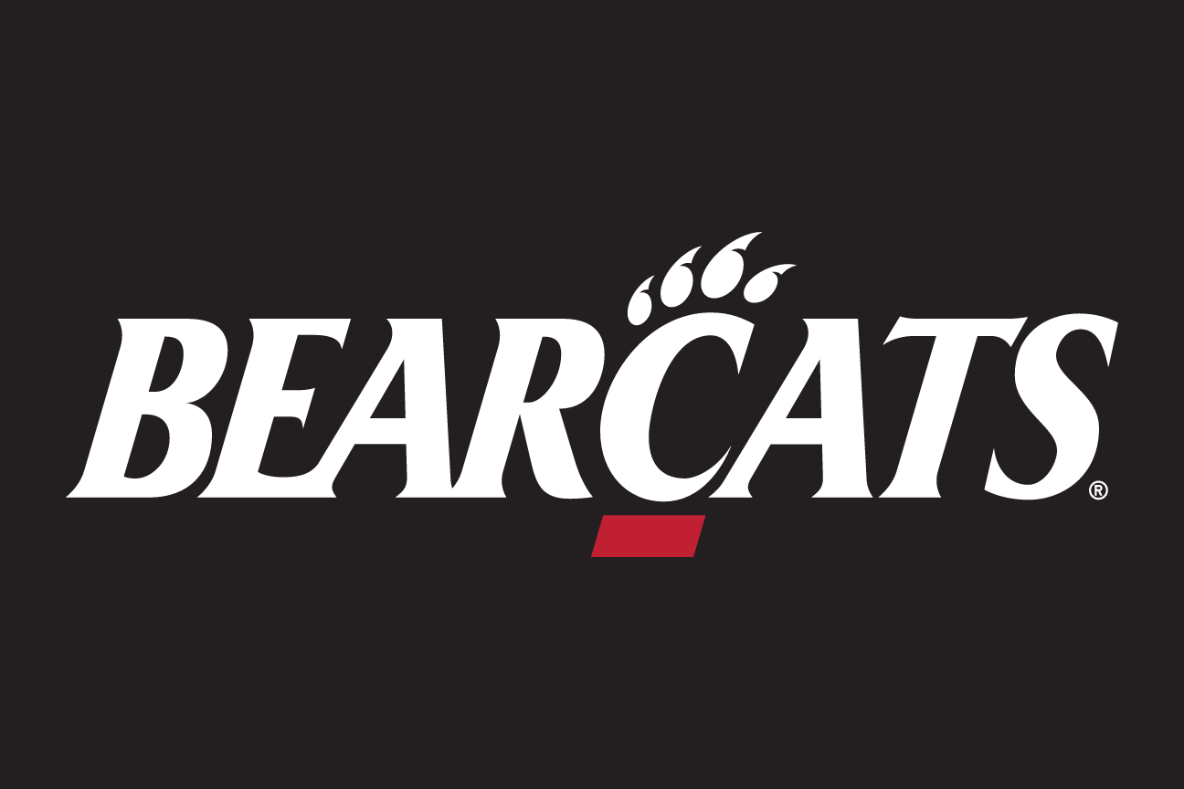 Bearcats wordmark, white on black variant, cell 16